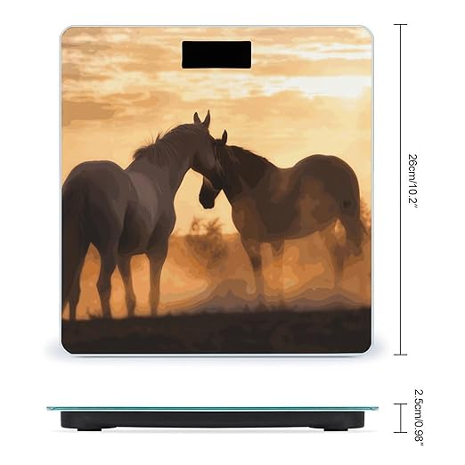 Horses in Love Weight Scale Digital Electronic Scales Bathroom Scale Larg LCD Backlight Display High Precision MeasurementsTempered Glass