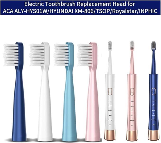 16pcs Replacement Toothbrush Heads Compatible for Jianpai S12/HYUNDAI XM-806/ACA ALY-HYS01W/TSOP/Royalstar/INPHIC Bristles(16white)