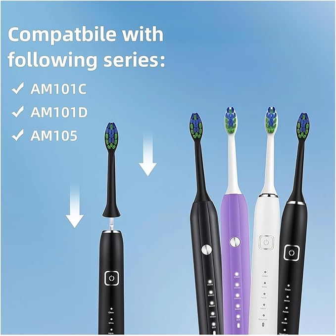 Replacement Brush Heads Compatible with 7AM2M AM101/AM105 Sonic Electric Toothbrush Vacuum Soft Bristle Nozzles(16PCS Black)