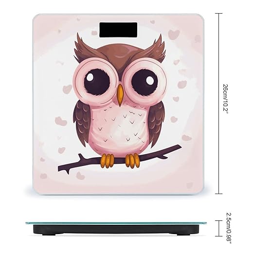 Cute Owl Weight Scale Digital Electronic Scales Bathroom Scale Larg LCD Backlight Display High Precision MeasurementsTempered Glass