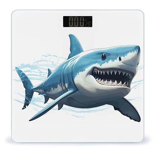 Blue Shark Bathroom ScaleHighly Accurate Digital Weighing Machine for People Bright LED Display Weight Scale for The Aldult Home Use