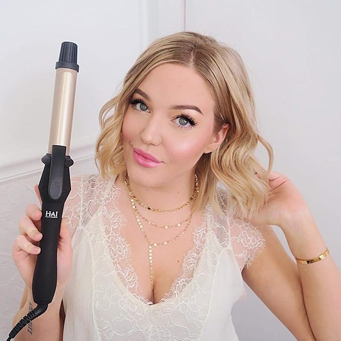 HAI Silk Ceramic Curling Iron for Women - Professional Fast Heating Hair Straightener Curler with Dual Voltage - Wand Curling Iron for Traveling &amp All Hair Types - 1 inch