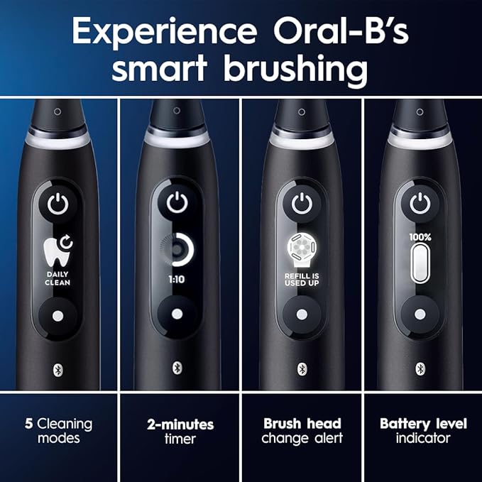 Oral-B iO Deep Clean + Protect Rechargeable Electric Toothbrush Saphire Blue iO Series 7 2 Replacement Brush Heads Charging Travel Case