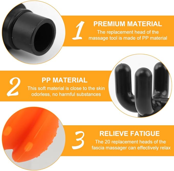 Massage Gu-n Attachments 20pcs Relaxation Massager Heads with 2pcs Drawstring Bag Different Massager Heads to Meet Different Needs for Deep Tissue Percussion Plug and Play(Black)