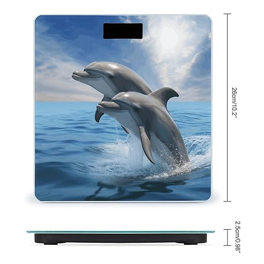 Two Dolphins Weight ScaleClear LED Display Bathroom Digital Weighing ScaleTempered Glass Digital Bathroom Scale for Body Weight Capacity Up to 400 Lbs