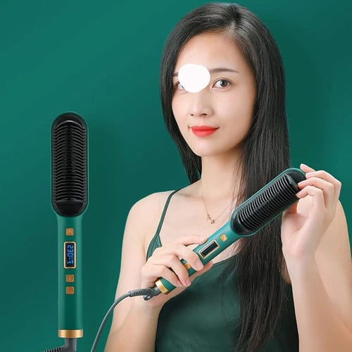2 in 1 Electric Professional Negative Hair Straightener Brush Curling Comb with LCD Display Hair Curling Tools