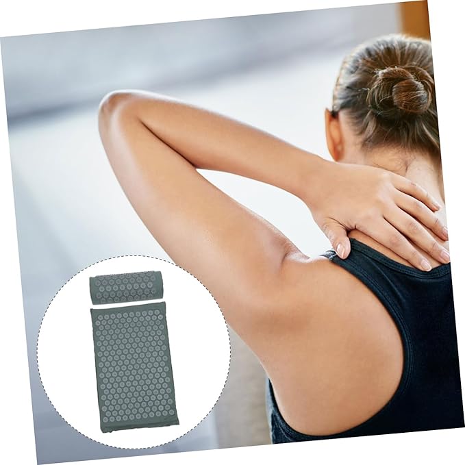 Acupressure Massage Mat and Shiatsu Massage Pillow Set with Carry Bag Portable Acupuncture Therapy Cushion for Neck and Back Relief Washable Yoga Exercise Mat for Wellness and