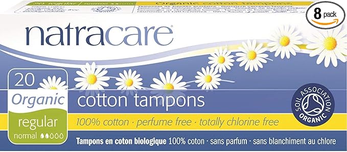 Natracare Organic 100% Cotton Tampons Regular 20 ea (Pack of 8)