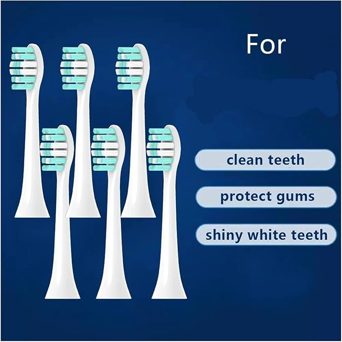 Compatible for Philips HX6100 HX6220 HX6212 HX6312 HX6411 HX6431 HX6500 HX6511 HX6512 Replacement DuPon Toothbrush Soft Bristle Brush Heads(Ivory)