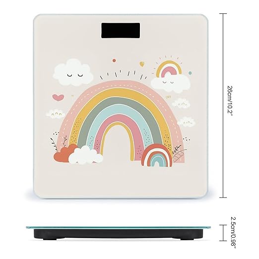 Digital Bathroom Scale for Body Weight Scale with Bright LCD Display High Accuracy Step-On Technology Auto On/Off Rainbow and Cloud Digital Scales 400 Lbs /180kg