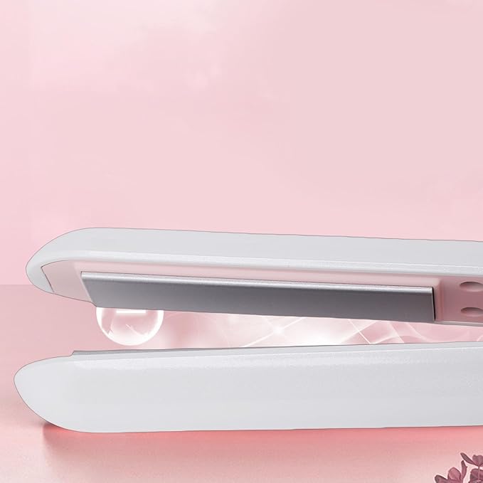 Cordless Flat Iron Mini Hair Straightener Curler with 3 Heat Settings Styling Tool for Travel Compact Design