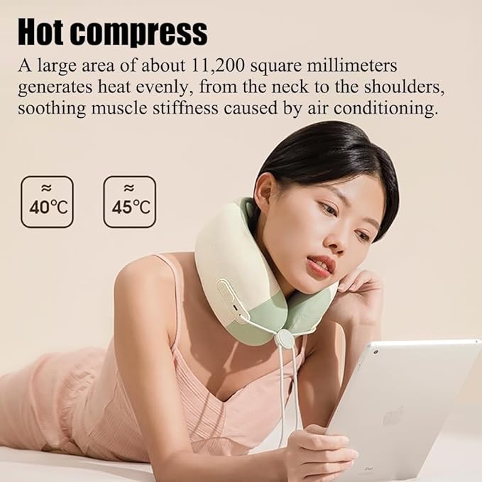 FoRes Cervical Brace Neck Support Brace 360° Ring Neck Support 3 Massage Modes 2 Levels of Constant Temperature Hot Compress for Pressure Relief Comfortable (Size : Large)