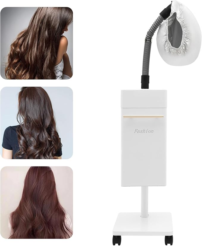 Professional Hair Steamer and Hair ProcessorNano Steam Engine Anion Hair Color Processor Stand Up Base Salon Spa Equipment 110V (White)