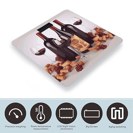 Red Wine Weight Scale Digital Electronic Scales Bathroom Scale Larg LCD Backlight Display High Precision MeasurementsTempered Glass