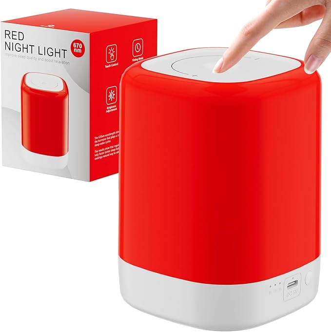 Red Light Therapy for Sleep Device Red Night Lights with 670nm Wavelength Touch Reds Light Sleep Lamp Aid to Support Deep Relaxation and Improve Sleeping for Adults &amp Kids Bedrooms