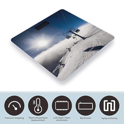 Ski Lift at Sunshine Scale for Body Weight High Precision Digital Weight Scales with LCD Display Anti-Slip Sturdy Slim Tempered Glass Bathroom Scale for Home Use