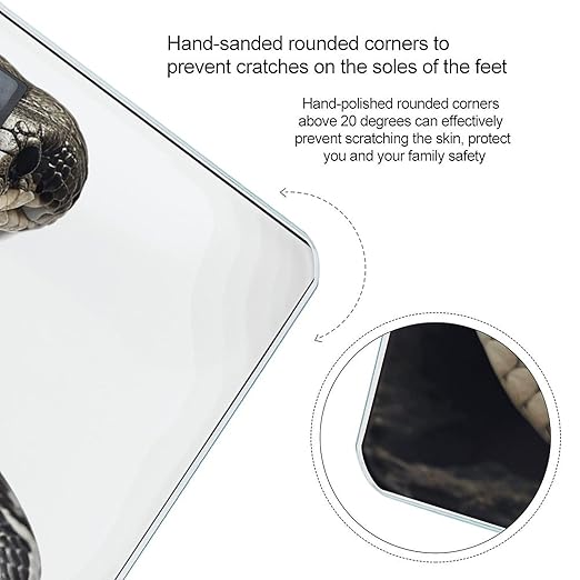 Cobra Snake Scale for Body Weight Safe Rounded Corners Tempered Glass Digital Bathroom Scale LED Display 400lb Capacity Weight Scales with High Precision Sensors