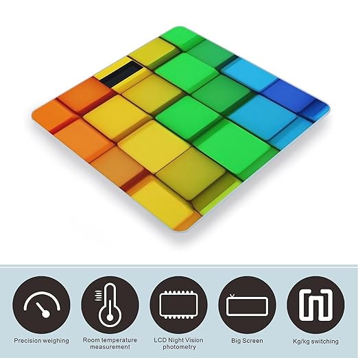 Smart Scale for Body Weight Automatic Switch Digital Bathroom Weighing Scale Rainbow Colorful Blocks