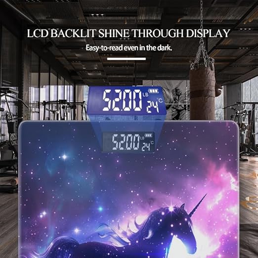 Digital Scale for Body Weight Highly Precision Bathroom Weight Scale 400 lbs with Backlit Display Personalized Scale for Home-Unicorn Soaring Through The Cosmos