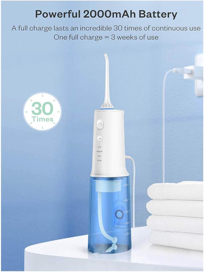 Professional Water Flosser for Teeth Cordless Dental Oral Irrigator 4 Modes with 320ml Water Tank IPX7 Water Flosser Portable and USB Rechargeable for Travel Home Office