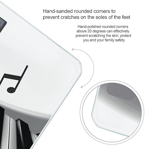 Piano Music Symbol Weight Scale Digital Electronic Scales Bathroom Scale Larg LCD Backlight Display High Precisio MeasurementsTempered Glass