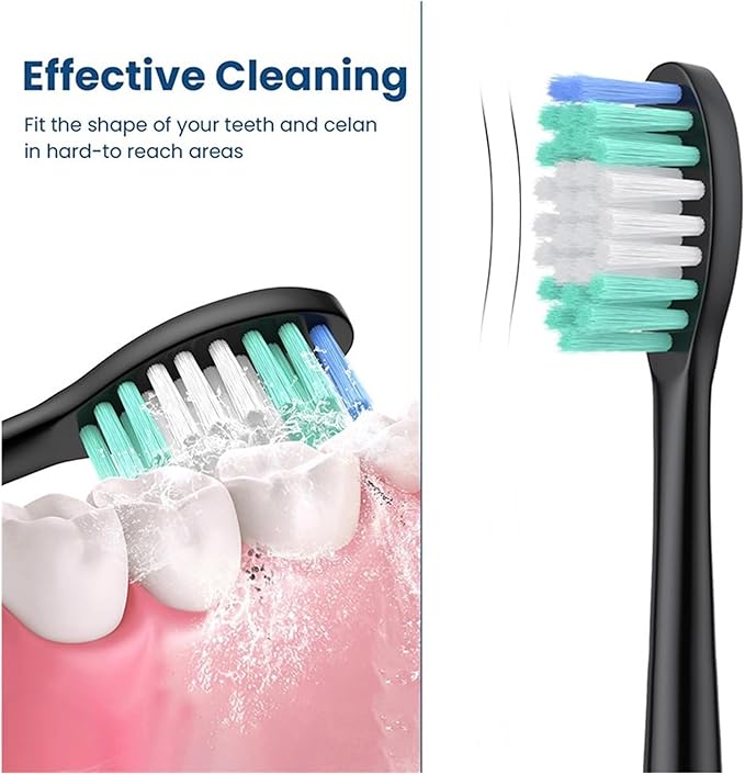 10 Pieces Compatible for Series Electric Toothbrushes Head(Black 10PCS)