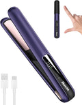 Hoson Cordless Hair StraightenerPortable Mini Flat Iron Travel for BangsShort Hair Rechargeable Curling Iron and Curler 2 in 1Purplefor Touch Ups