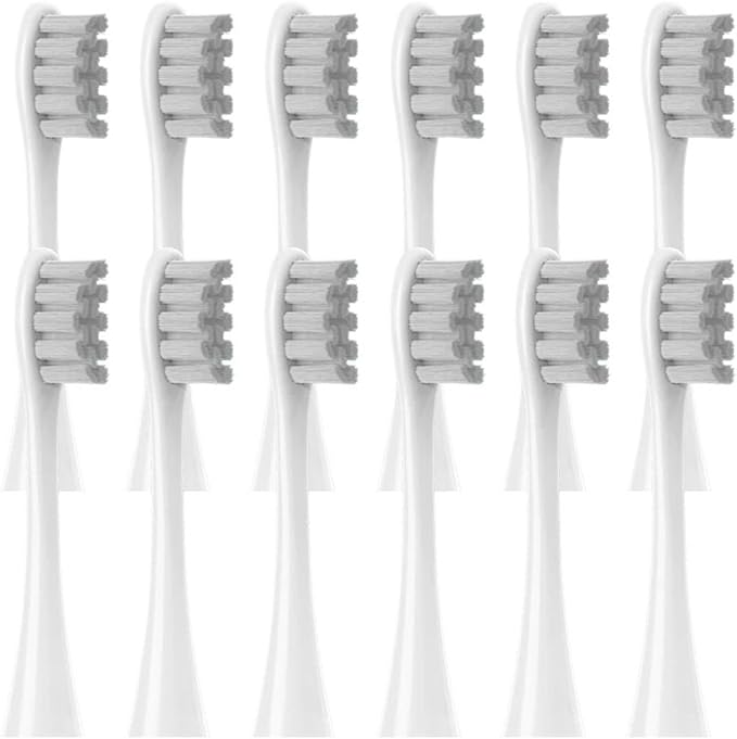 12PCS Replacement Brush Heads Compatible for X/X PRO/ Z1/ F1/ One/Air 2 /SE Sonic Electric Toothbrush(12pcs Gray)