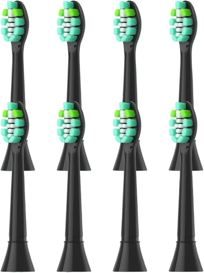 4-16pcs Replacement Toothbrush HeadsCompatible for Phillips Sonicare Electric HandlesSoft Bristles(8pcs Black)