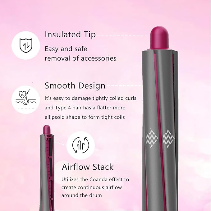 1 Pair 30mm/1.2 Inch Long Hair Curling Barrels for Dyson Airwrap Styler Attachment with 2 Upgraded Adapter for Convert Curling Iron Into A Hair Dryer HD01 HD02 HD03 HD04 HD07 HD08 HD15 HD16