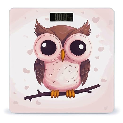 Cute Owl Weight Scale Digital Electronic Scales Bathroom Scale Larg LCD Backlight Display High Precision MeasurementsTempered Glass