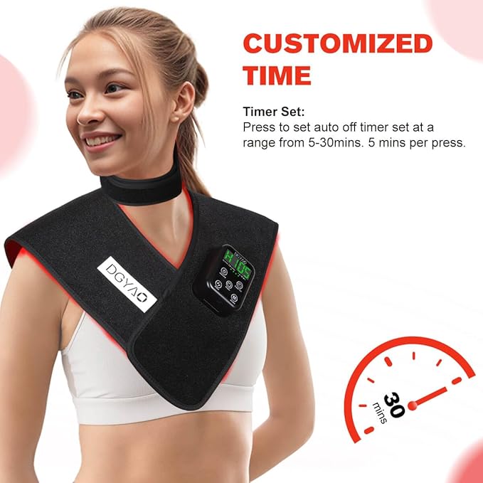 New RC2 Cordless Red Light Therapy for Neck and Shoulders Near Infrared Therapy Wrap Pulse Therapy for Pain Muscle Relief