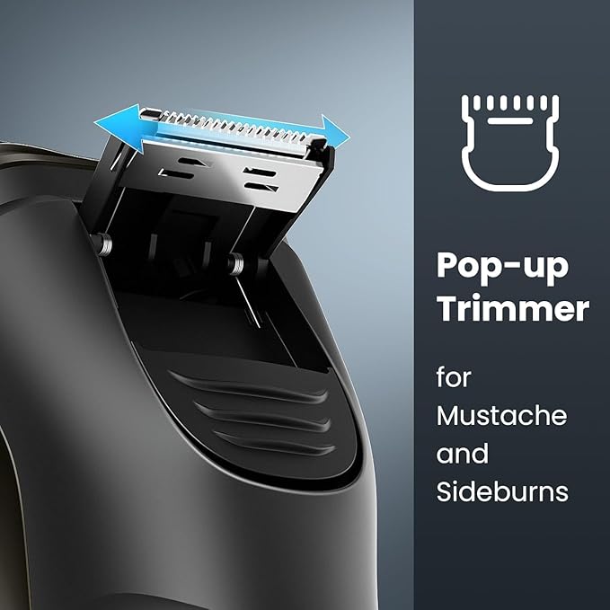Electric Razor for Men Cordless: Wet/Dry Rotary Shaver Waterproof - USB Fast Charging &amp Sensitive Skin Care - Pop up Trimmer &amp Precision Blades Upgraded B2 Black-Silver