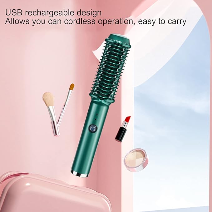 Pilipane Portable Mini Cordless Hair Straightener with Travel Size USB Rechargeable 2600mAh Hot Hair Straightener Brush Professional Heated Brush for Short Hair