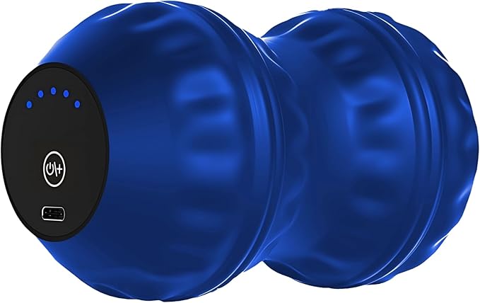 3.5 X 3.5 X 6.3 in Vibrating Peanut Massage Ball 5 Speed Electric Massager for Myofascial Release Tissue Therapy Blue