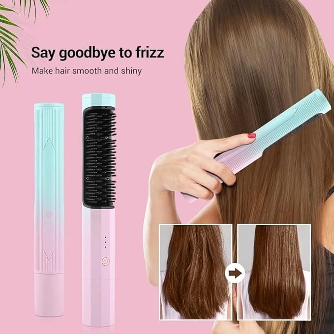 WJREGG 2 in 1 Hair Straightener Brush Professional Hot Comb Straightener for Wigs Hair Curler Straightener Comb Styling Tools