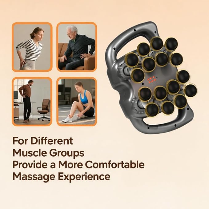 Quiet Deep Tissue Massage Gun for Muscle Relief 16-Head Back Massager with Pure Copper Motor Low-Noise Percussion Muscle Massager for Neck Shoulder &amp Legs
