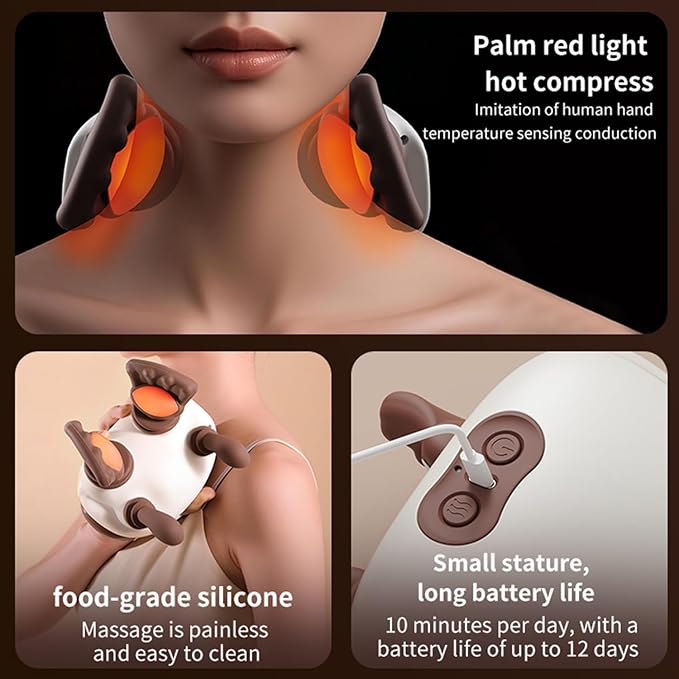 Neck Massager for Pain Relief Deep Tissue Neck and Shoulder Massager with Heat Shiatsu Simulates Hand Massager Gifts for Women Men Mom and Dad