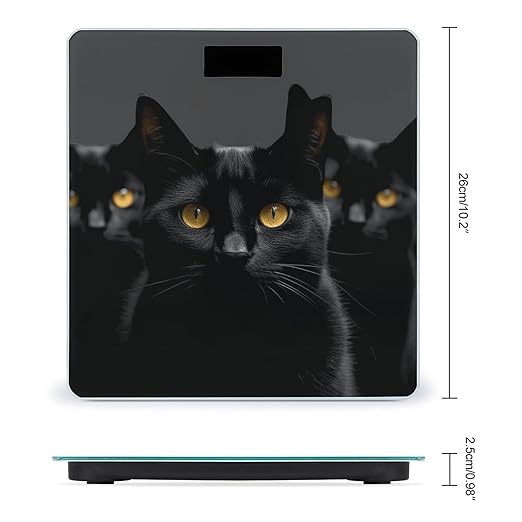 Black Cats Eyes Bathroom Scale Automatic Power On/Off Body Scales LCD Backlight Display Square Digital Scale Rounded Corners Bathroom Scales for Home Bedrooms