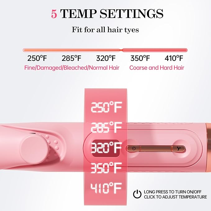 Hahahope Airflow 2 in 1 Straightener and Curler- 360° Airflow Styler Curling Iron 1.25 Flat Iron Hair Straightener and Curler 2 in 1 for Short Long Hair 5 TempsDual VoltageLight Pink
