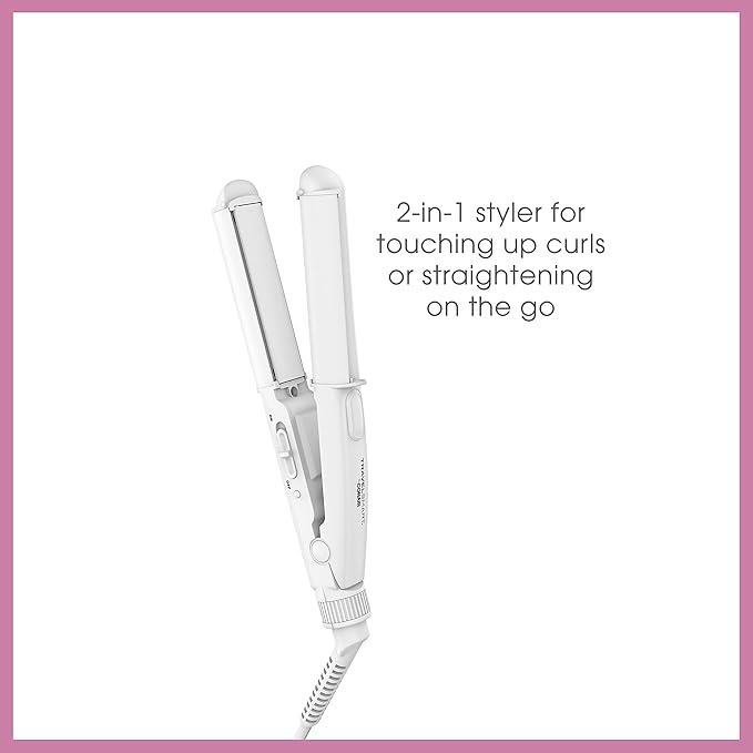 Conair Travel Flat Iron and Curler 2-in-1 Tool Portable Hair Straightener and Hair Curler in White by Travel Smart