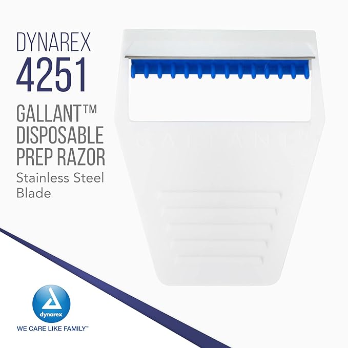 Dynarex Gallant Disposable Prep Razors Disposable Razors with Open Design Ergonomic Surgical Prep Razors 1 Case of 250 (5 Boxes of 50)