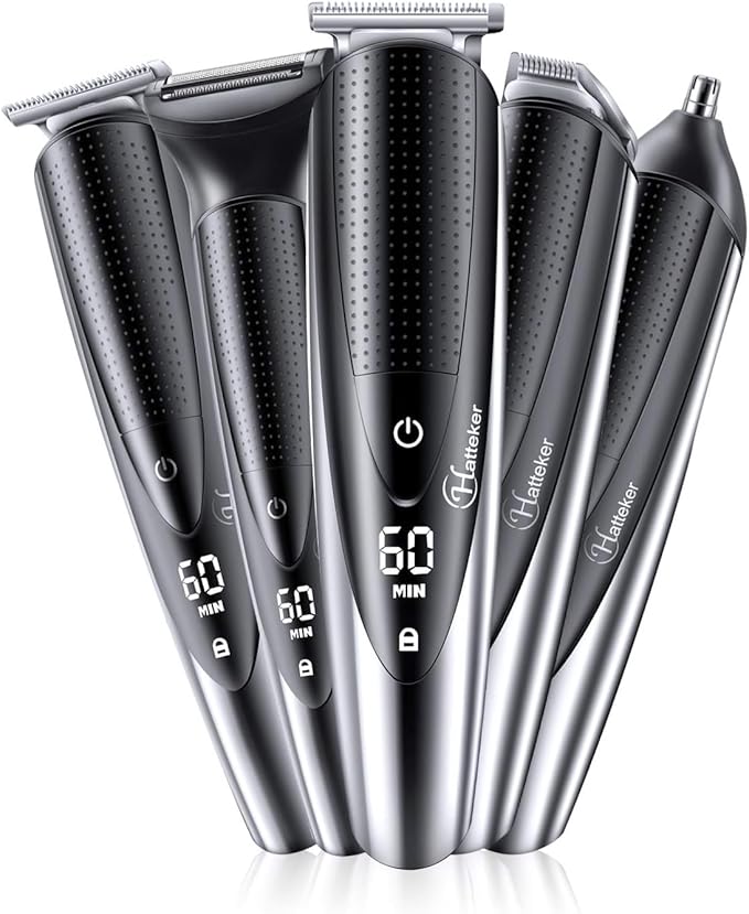 Hatteker Mens Beard Trimmer Grooming kit Hair Trimmer Mustache Trimmer Body Groomer for Nose Ear Facial Hair Cordless Waterproof 5 in 1