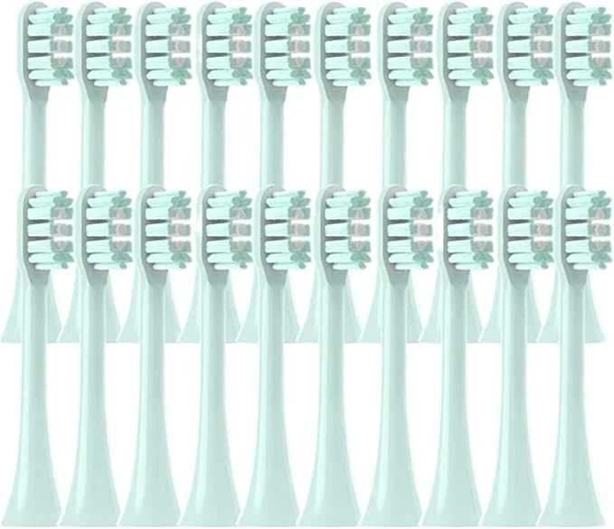20/50/100PCS Copper Free Replaceable Brush Heads Compatible for X3/X3U/X5 Soft Bristle Mint/VanGo Green Sonic Nozzles No Metal(100MintGreen)
