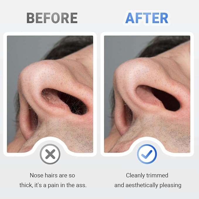 Drkicsy Rechargeable Portable Nose Hair Trimmer for Men and Women Electric Nose Hair Remover Nasal Hair Cutter Shaver (Black with 2 Shaver Heads)