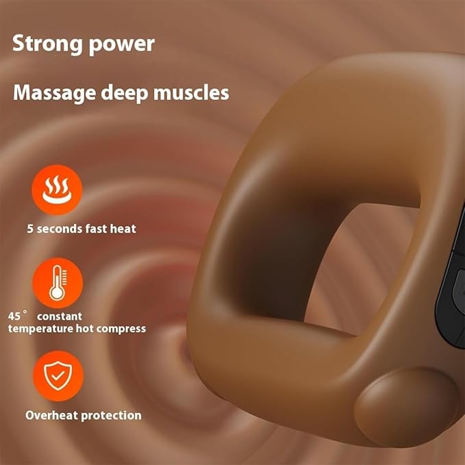 Deep Tissue Percussion Muscle Massage Gun: with Heat Adjustable Intensity and Speed Super Quiet USB-C Rechargeable Portable Pain Relief for Athletes and Everyone Ideal Gift（Brown）