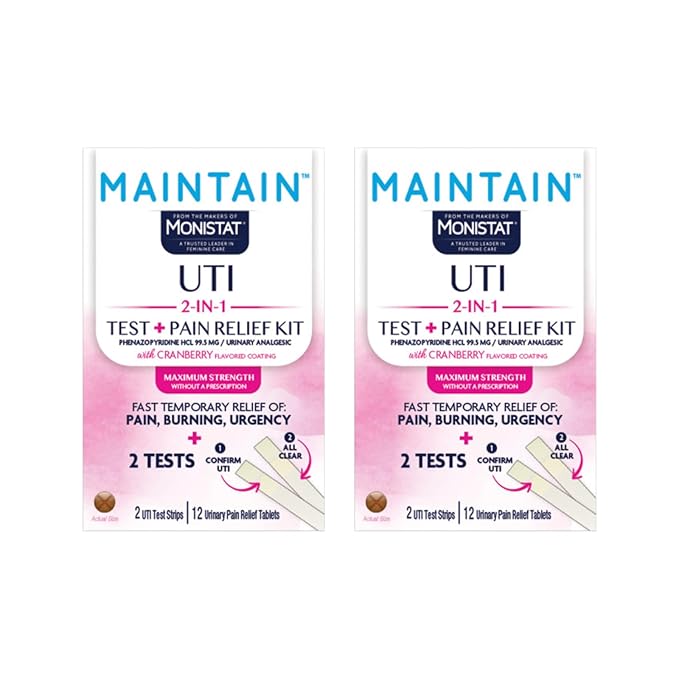 Monistat Maintain Kit 2-in-1 2 Test Strips and 12 Pain Relief Tablets (2pack)
