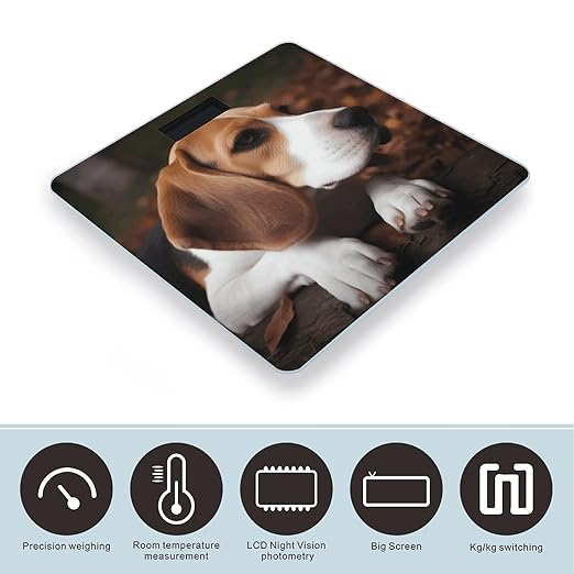 Cute Beagle Weight Scale for Body Weight Digital Bathroom Scale High Capacity Accurate Digital Weighing Scales and Easy-to-Read on Backlit LCD Display Scales