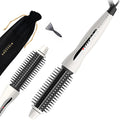 MIRACOMB Professional Hair Curler Straightening Brush | Ceramic Heated Round Brush | 1 Comb Flat Iron Straightener | Anti-Frizz Curl Wand Iron Roller with 5 Heat Settings Cool Touch Auto off White