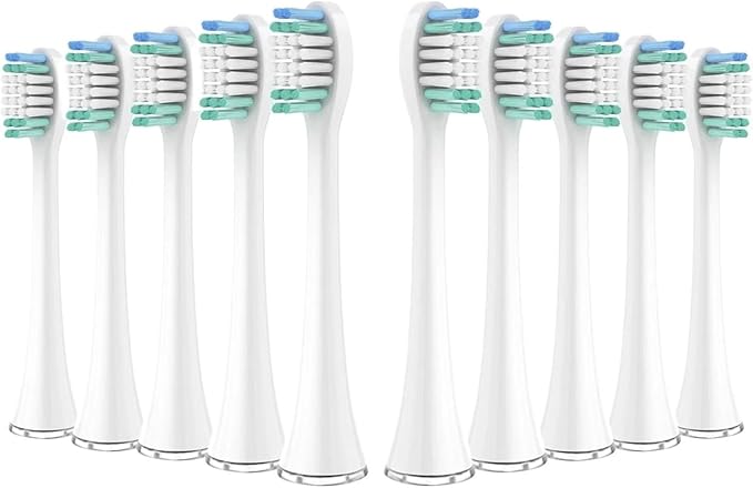 10pcs Replacement Toothbrush Heads Compatible for Aquasonic Black Series Pro Vibe Nylon Bristles(10pcs White)